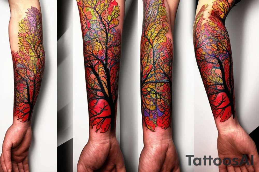 A colored tree of life with fire, water, air and earth for my forearm tattoo idea