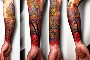 A colored tree of life with  fire, water, air and earth for my forearm tattoo idea