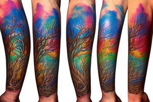 A colored tree of life with  fire, water, air and earth for my forearm tattoo idea
