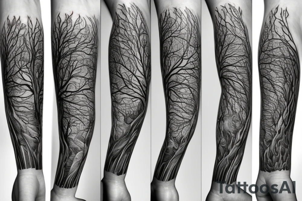 A colored tree of life with fire, water, air and earth for my forearm tattoo idea