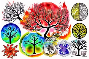 A colored tree of life with  fire, water, air and earth for my forearm tattoo idea