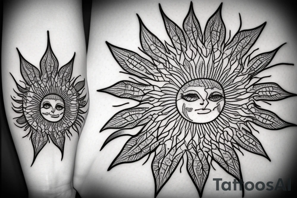 A colored tree of life in the background the sun for my forearm tattoo idea
