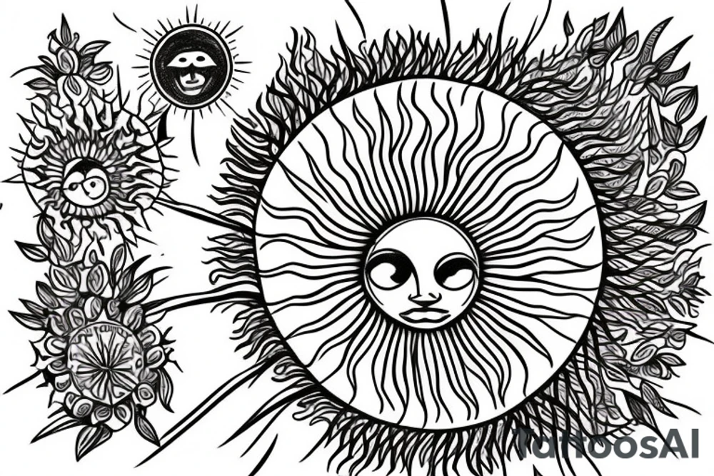 A colored tree of life in the background the sun for my forearm tattoo idea