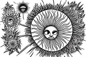 A colored tree of life in the background the sun for my forearm tattoo idea