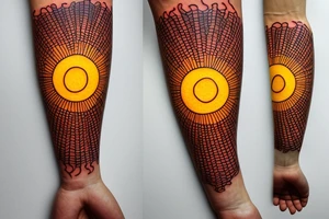 A colored tree of life in the background a yellow sun for my forearm tattoo idea