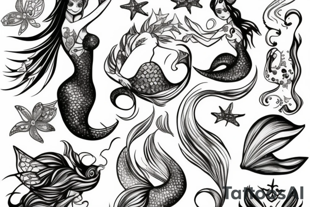Fairy mermaid tattoo idea