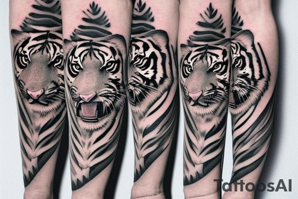 wintery tiger on the foot tattoo idea