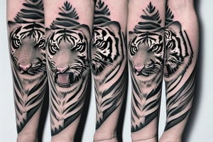 wintery tiger on the foot tattoo idea