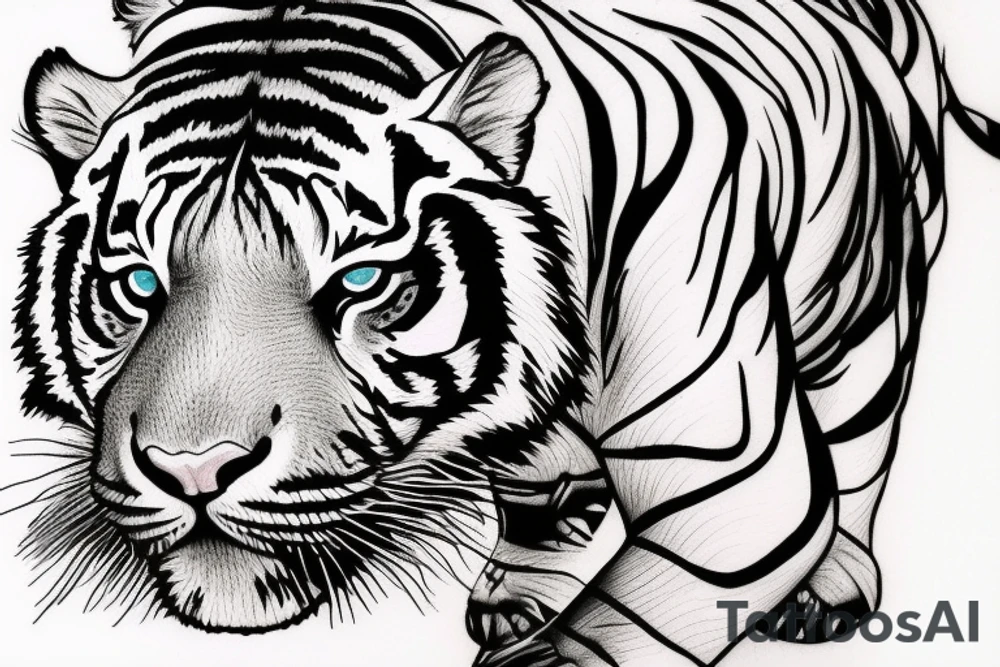 wintery tiger on the foot tattoo idea