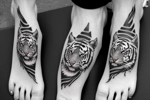 tiger in the snow on the foot tattoo idea