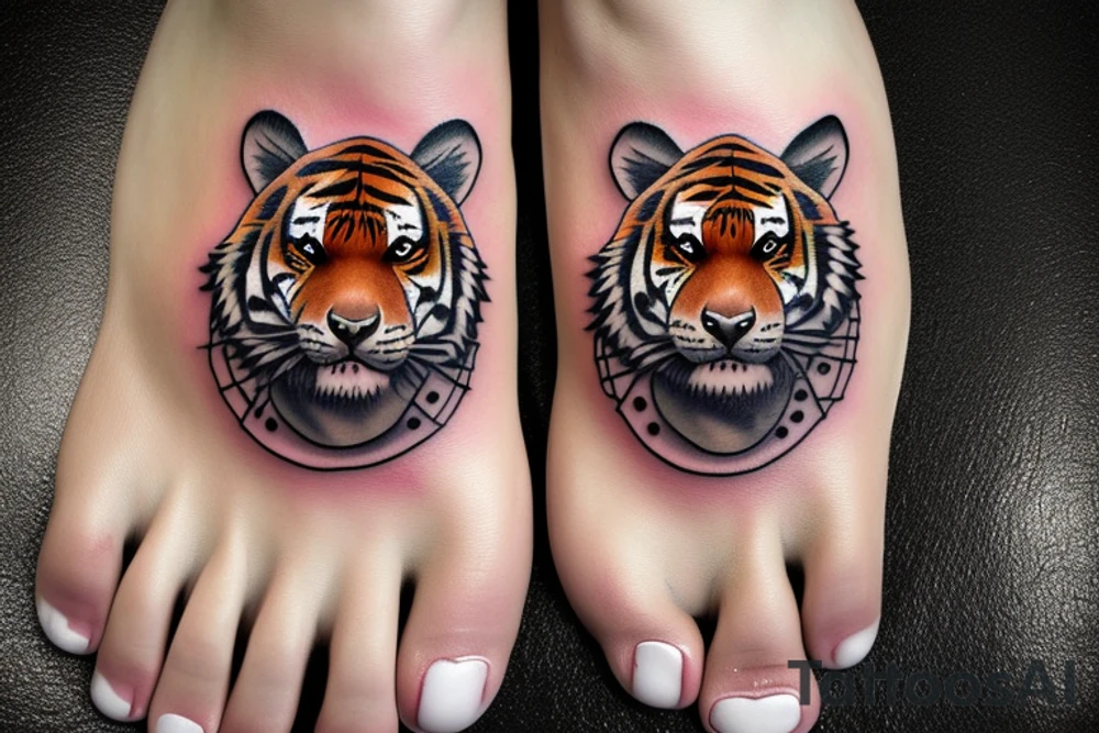 tiger in the snow on the foot tattoo idea