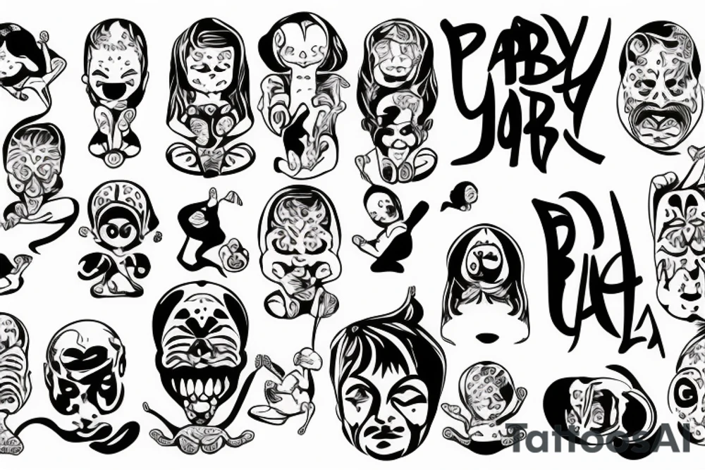 Baby yoga and Scarface graffitti tattoo idea