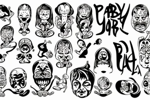 Baby yoga and Scarface graffitti tattoo idea