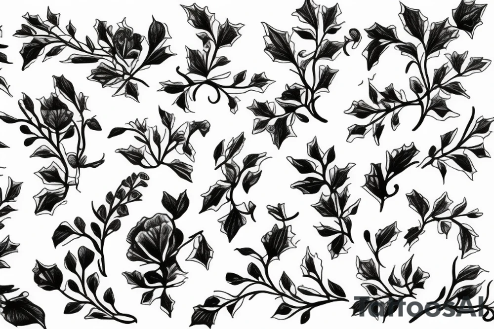 Sweet pea and holly flower tattoo idea