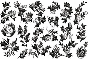 Sweet pea and holly flower tattoo idea