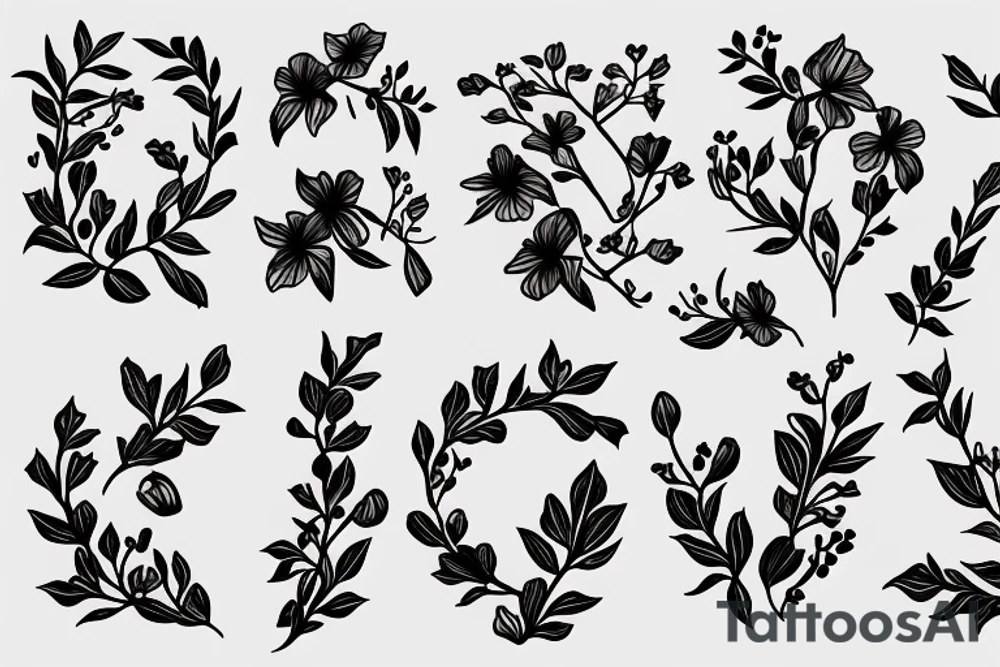 Sweet pea and holly flower tattoo idea