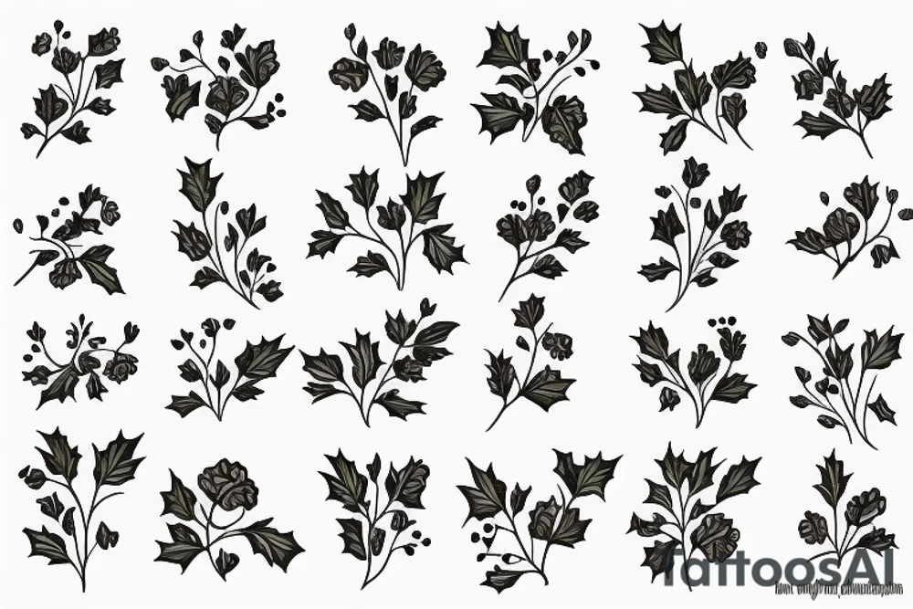 Sweet pea and holly flower tattoo idea