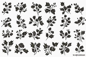 Sweet pea and holly flower tattoo idea