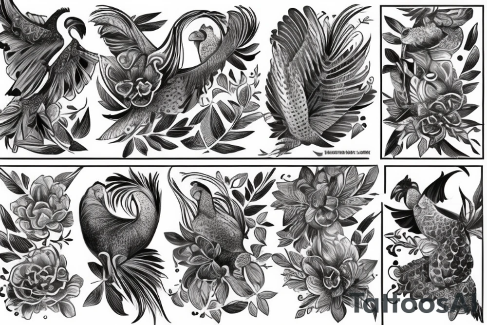 Gamefowl flying tattoo idea
