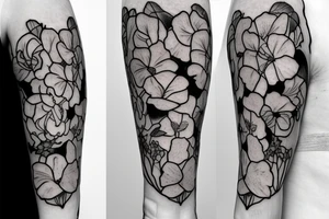 Sweet pea and narcissus bouquet of flowers tattoo idea