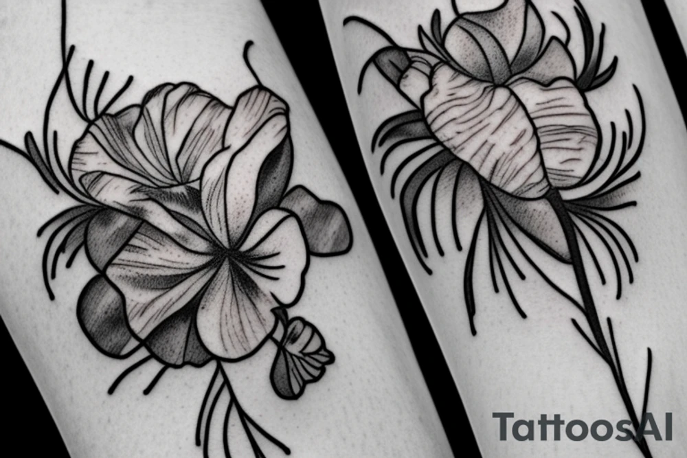 Sweet pea and narcissus flowers tattoo idea