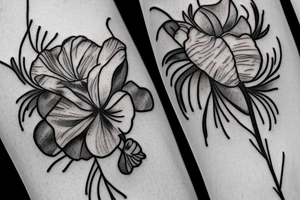 Sweet pea and narcissus flowers tattoo idea