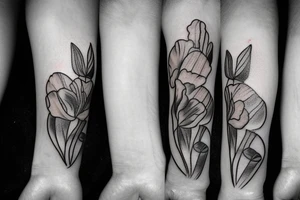 Sweet pea and narcissus small bouquet tattoo idea