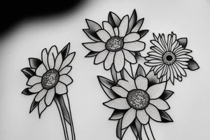 Daisy and narcissus small bouquet tattoo idea