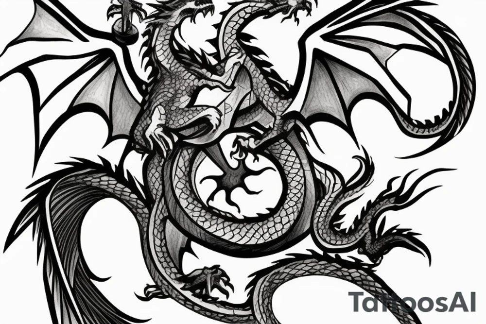 Reaper crushing hour glass with dragon in background tattoo idea