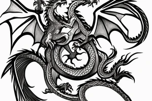 Reaper crushing hour glass with dragon in background tattoo idea