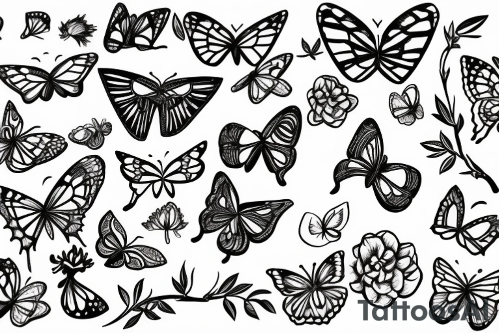 Semicolon Butterfly and a okive Branch tattoo idea