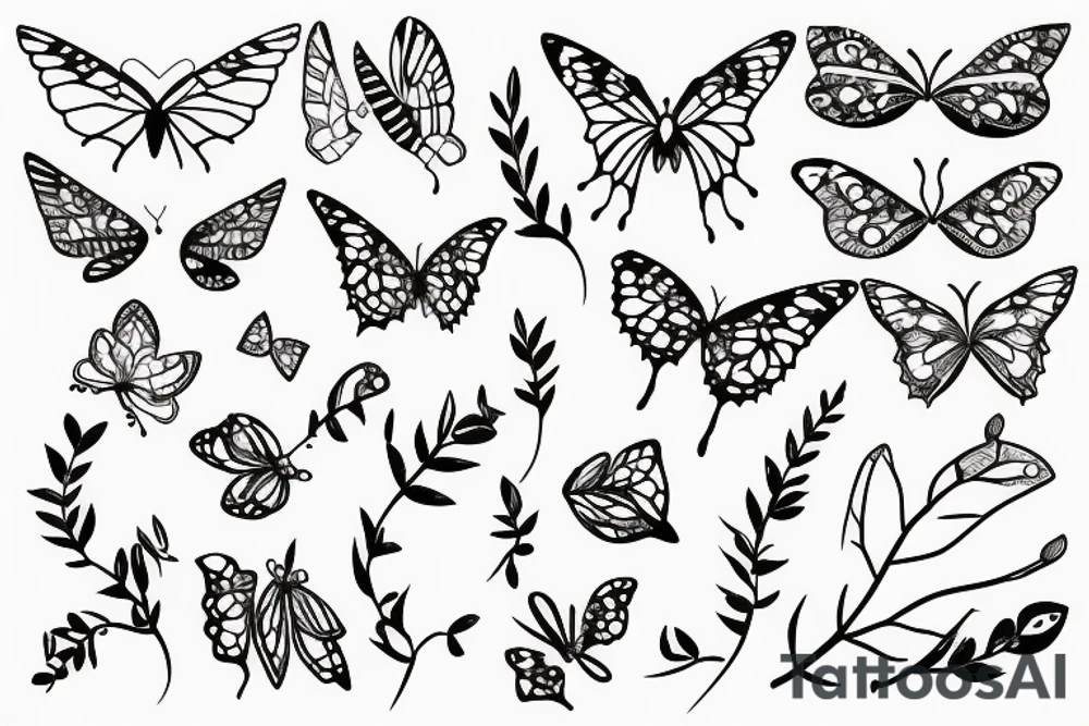 Semicolon Butterfly and a olive Branch tattoo idea