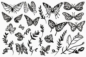 Semicolon Butterfly and a olive Branch tattoo idea