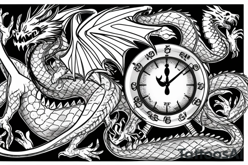 Reaper crushing hour glass with dragon in back ground tattoo idea