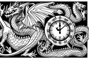 Reaper crushing hour glass with dragon in back ground tattoo idea