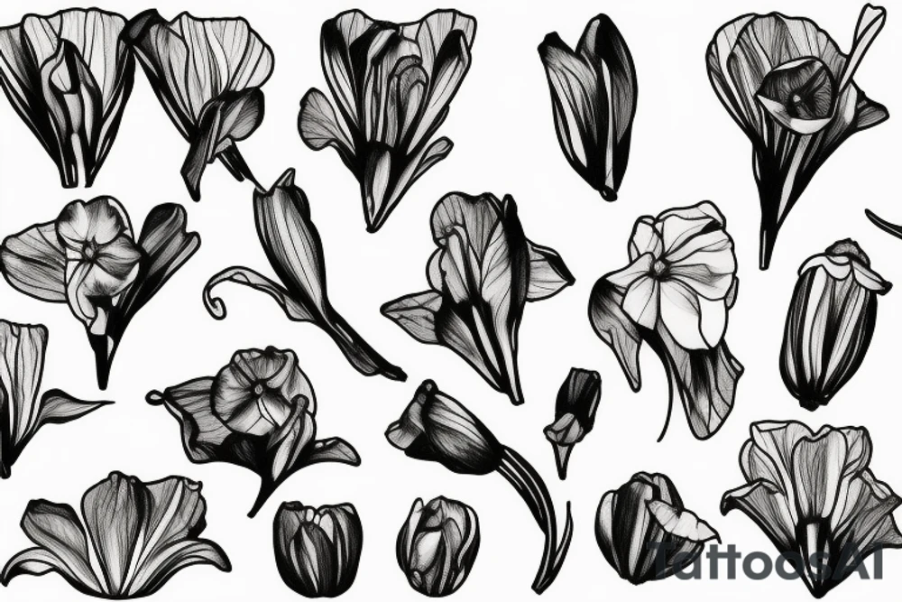 Sweet pea flower narcissus flower tattoo idea