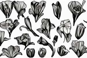 Sweet pea flower narcissus flower tattoo idea