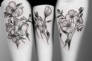 Sweet pea and narcissus bouquet tattoo idea