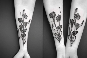 Sweet pea and narcissus bouquet tattoo idea