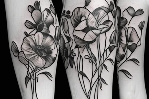 Sweet pea and narcissus bouquet flowers tattoo idea