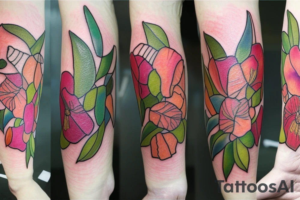 Sweet pea and narcissus bouquet tattoo idea