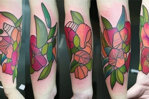 Sweet pea and narcissus bouquet tattoo idea