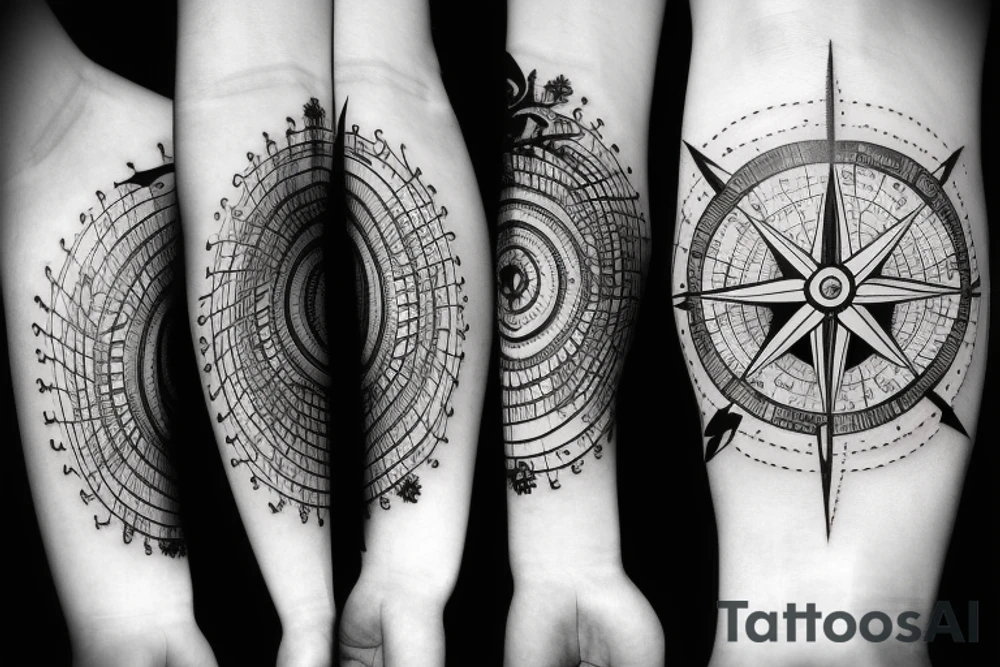 Love, compass, Forrest tattoo idea