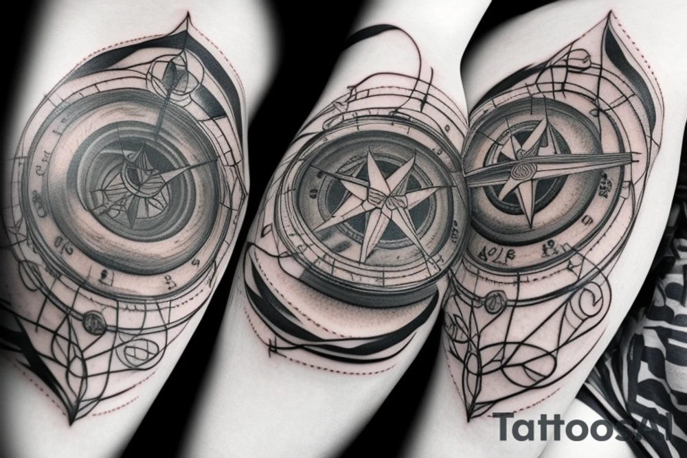 Love, compass, Forrest, music tattoo idea