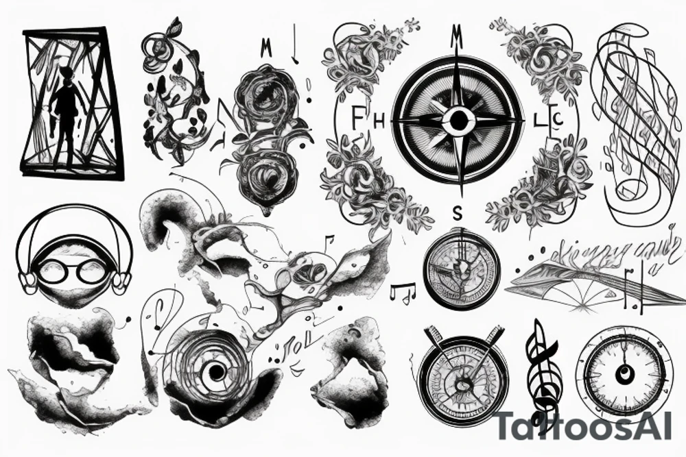 Love, compass, Forrest, music tattoo idea