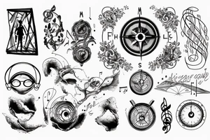 Love, compass, Forrest, music tattoo idea