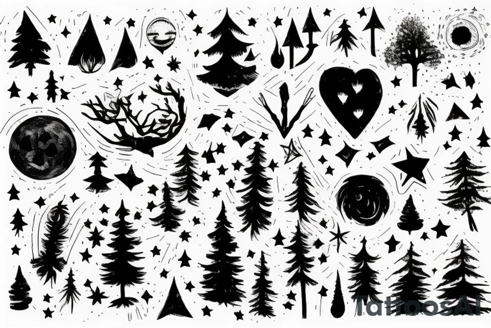 Love, forest, hiking, stars tattoo idea