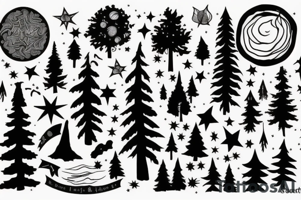 Love, forest, hiking, stars tattoo idea