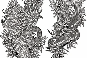 Persian/Iranian design with flowers, vines and peacocks on upper arm tattoo idea