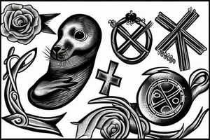 Seal with cross tattoo idea